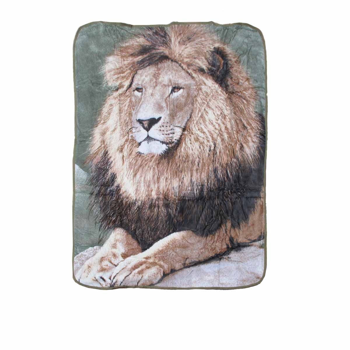 Soft 3D Animal Print Faux Mink Blanket Single Sitting Lion