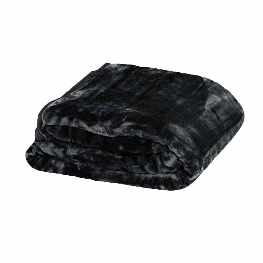 750gsm 3.5kg Double Layer Faux Mink Blanket Queen 200x240 cm Black