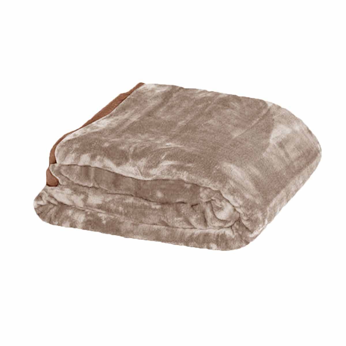 750gsm 3.5kg Double Layer Faux Mink Blanket Queen 200x240 cm Latte