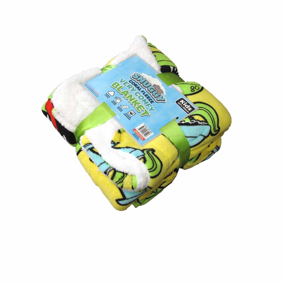 Snuggle Coral Fleece Throw with Sherpa Reverse 127 x 152 cm Flytrap Yellow