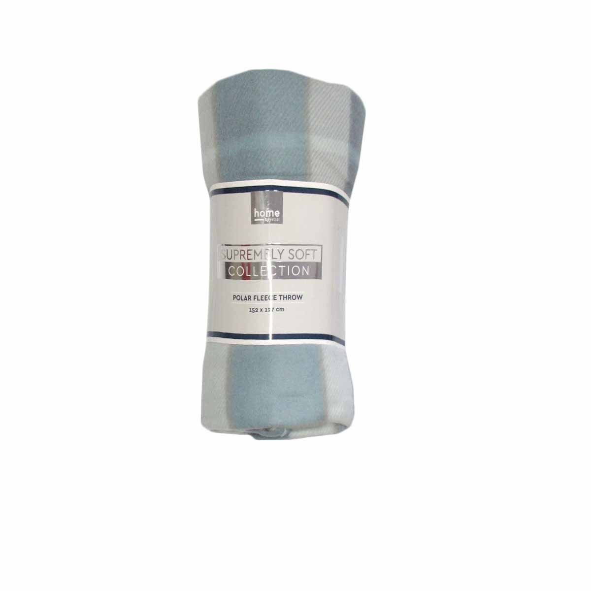 Budget 165gsm Printed Checkered Soft Polar Fleece Throw 127 x 152 cm Dusk Blue