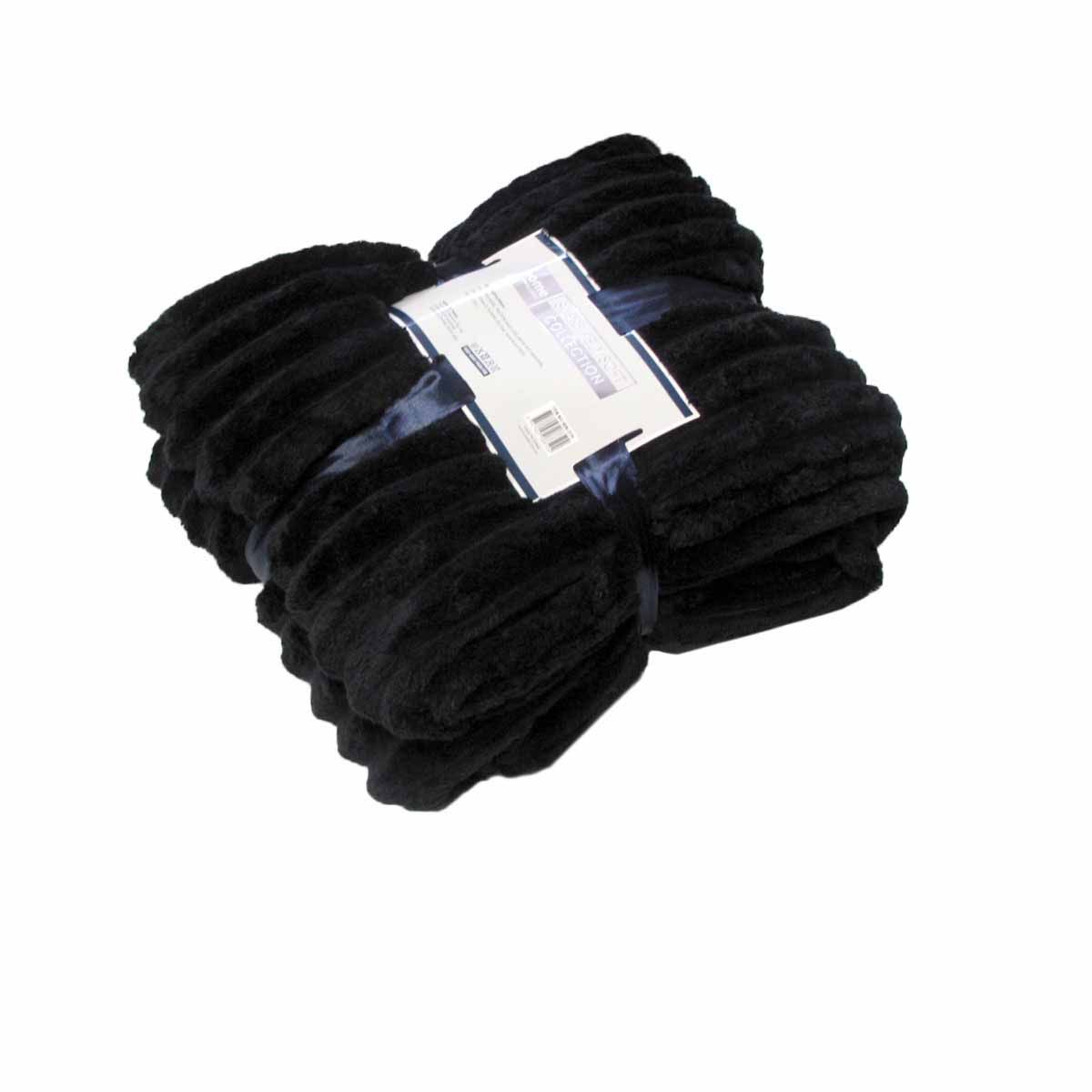 Harper Supremely Soft Fleece Extra Large Throw / Single Sized Blanket 200 x 150 cm Black