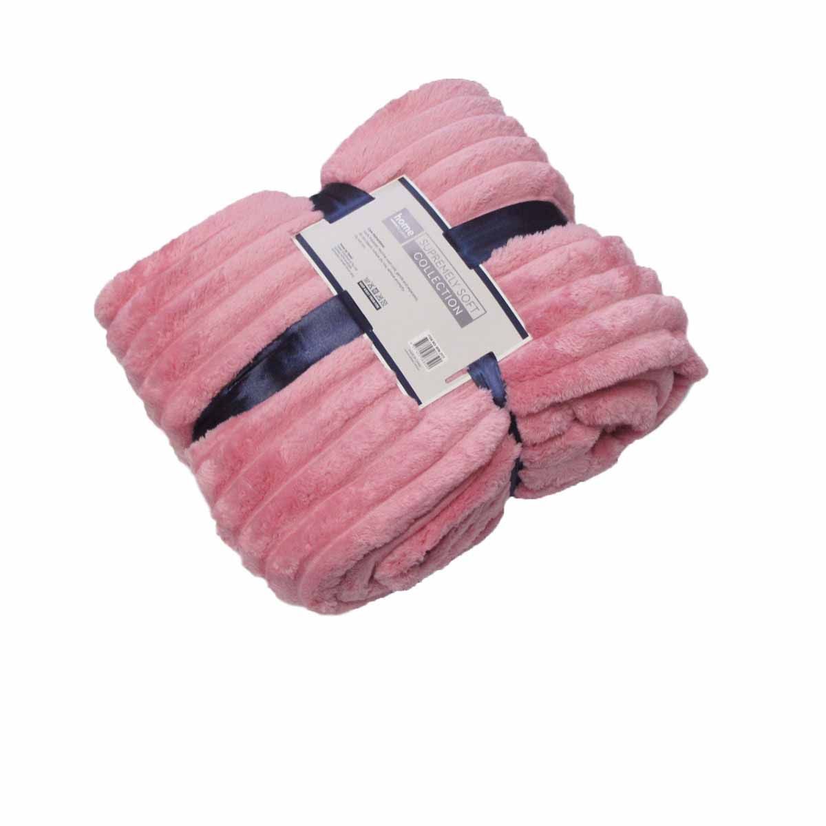 Harper Supremely Soft Fleece Extra Large Throw / Single Sized Blanket 200 x 150 cm Pink