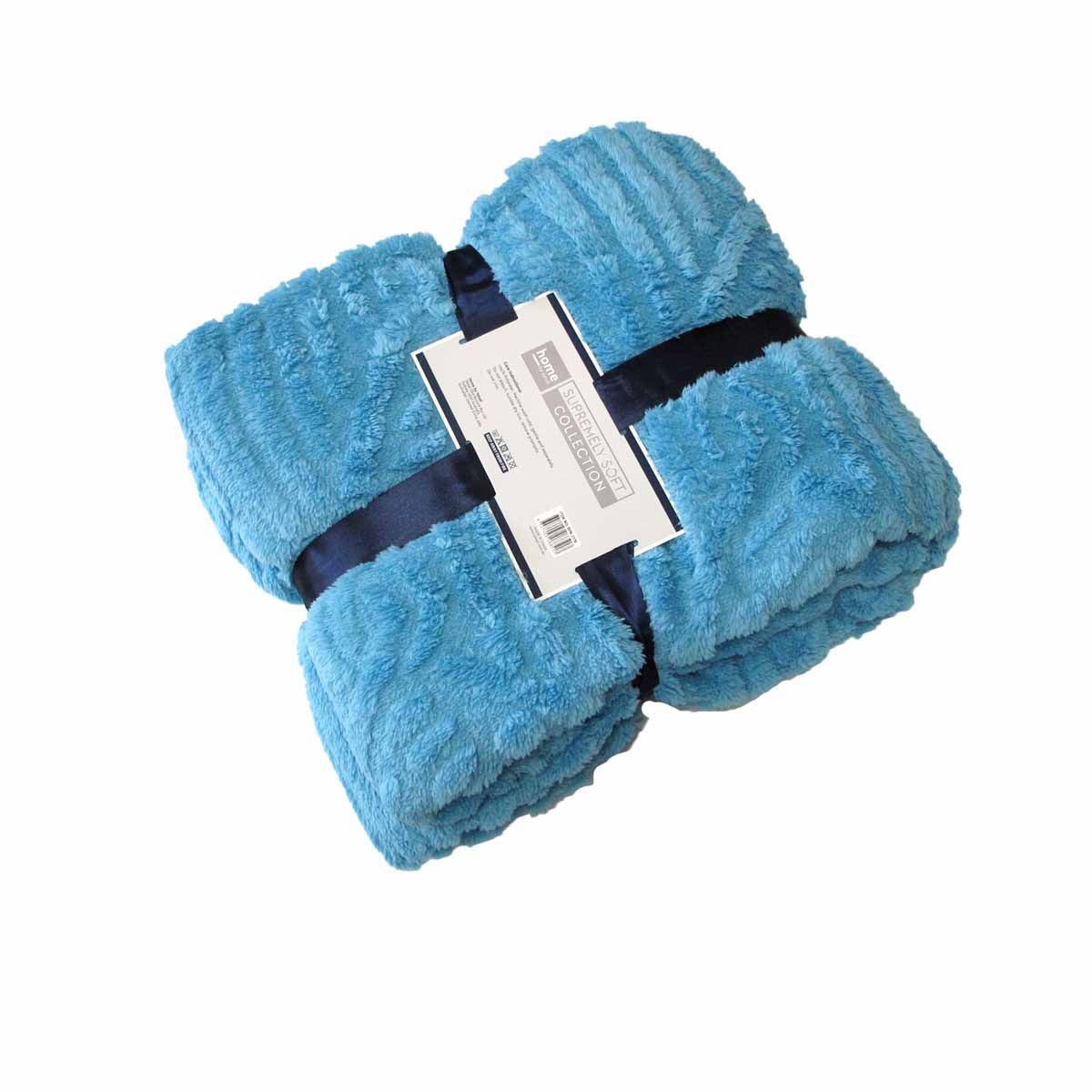 Agaha Pattern Coral Fleece Extra Large Throw / Single Sized Blanket 150 x 200 cm Aqua
