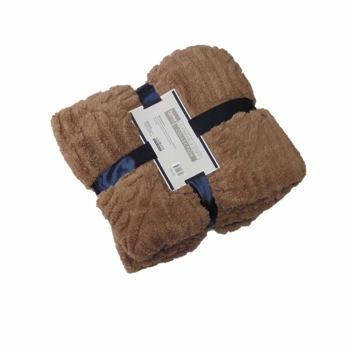 Agaha Pattern Coral Fleece Extra Large Throw / Single Sized Blanket 150 x 200 cm Brown