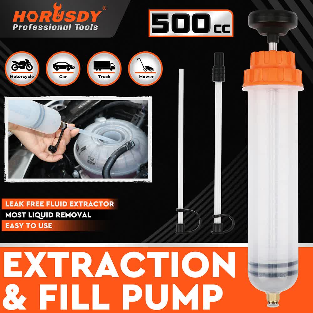 HORUSDY 500ML Oil Suction Syringe Style Manual Pump Oil Brake Fluid Extractor