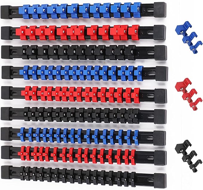 SWANLAKE Organizer Socket Holder, 9PCS 1/4-Inch x 48 Clips, 3/8-Inch x 45 Clips, 1/2-Inch x 36 Clips, Premium Quality So