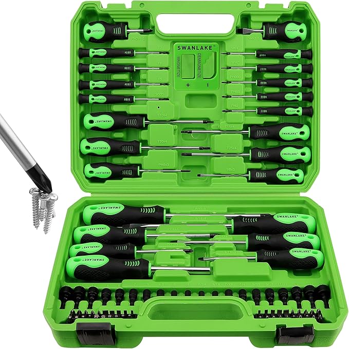 SWANLAKE 86PCS Magnetic Screwdriver Set,Includes Slotted/Phillips/Torx Mini Precision Screwdriver, Replaceable Screwdriv