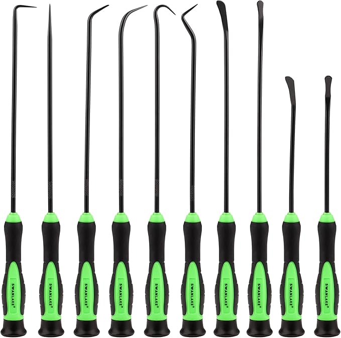 SWANLAKE 10-Piece Pick and Hook Set, Pick Tool Set for Car Auto Oil Seal/O-Ring Seal Gasket Pick Mini Hooks Puller Remov