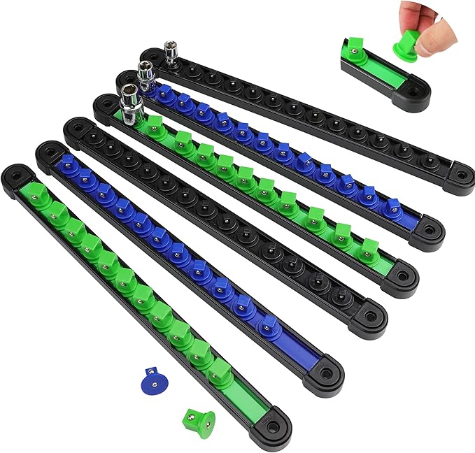 SWANLAKE 6-Piece Swivel Socket Organiser Set, 1/4-Inch x 26 Clips, 3/8-Inch x 26 Clips, 1/2-Inch x 22 Clips, Premium Qua