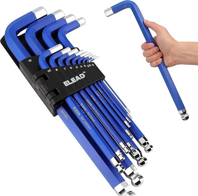 ELEAD Jumbo Hex Key Allen Wrench Set | 13-Piece Metric 2-19mm | Long Ball End Durable CR-V | Automotive | Mechanic | Fur