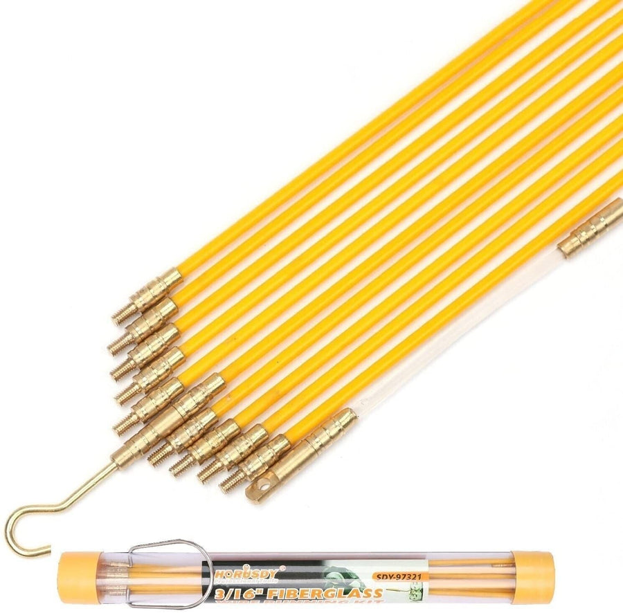 3.3m â€ 4mm Fibreglass Electricians Push Pull Rods Cable Cavity Contractors Duct