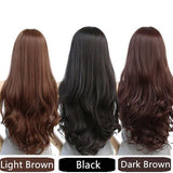 Long Wavy Curly Full Hair Wigs w Side Bangs Cosplay Costume Fancy Anime Womens, Dark Brown