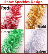 5x 2.5m Christmas Tinsel Xmas Garland Sparkly Snowflake Party Natural Home Décor, Snow Speckles in Silver
