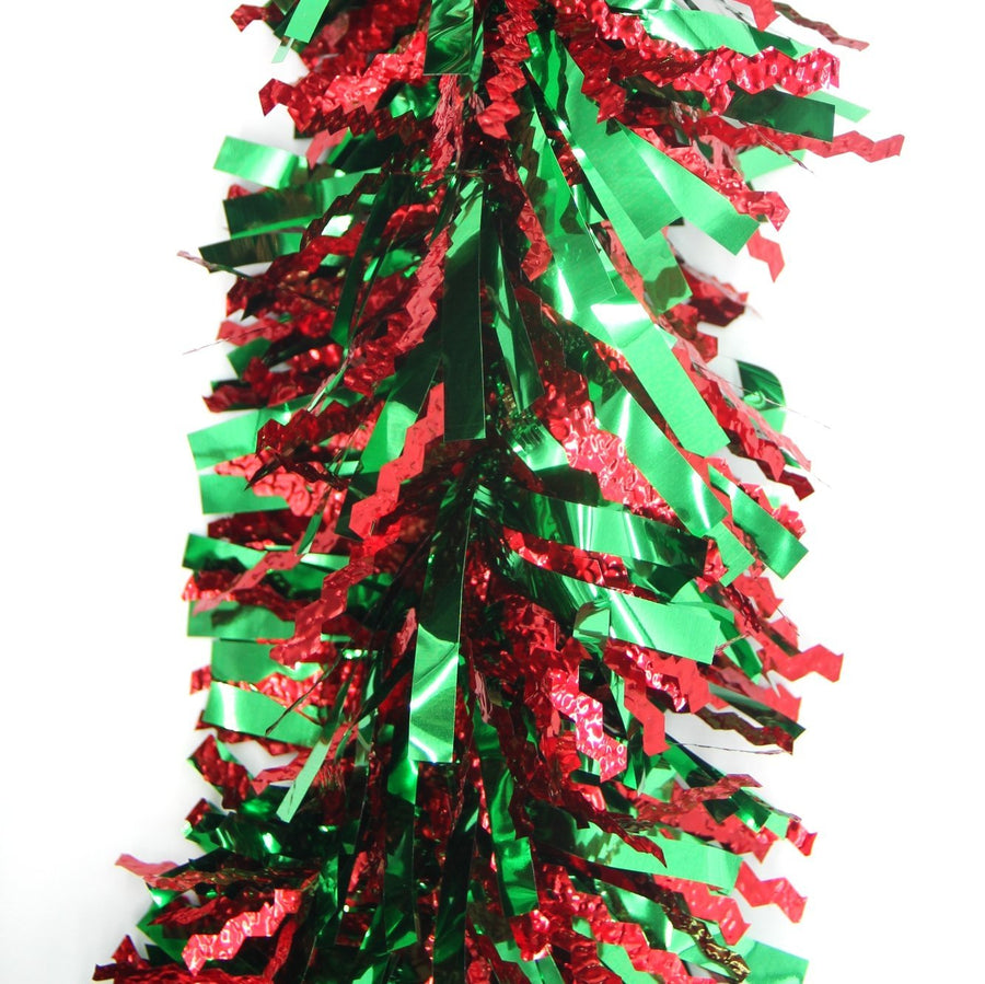 5x 2.5m Christmas Tinsel Xmas Garland Sparkly Snowflake Party Natural Home DÃ©cor, Crinkle Cut (Red Green)