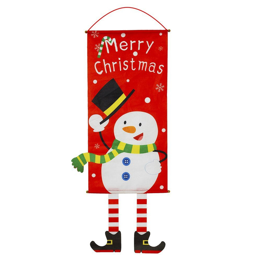 Christmas Hanging Banner Flag Door Window DÃ©cor Santa Reindeer Snowman Ornaments, Snowman