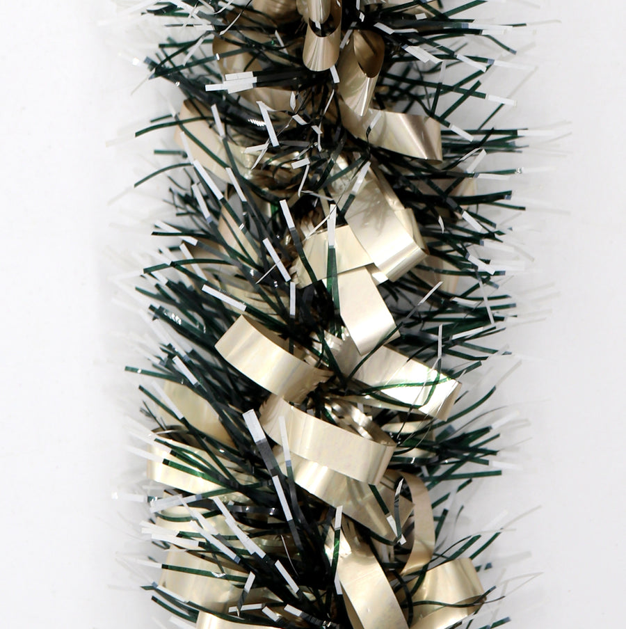 5x 2.5m Christmas Tinsel Xmas Garland Sparkly Snowflake Party Natural Home DÃ©cor, Bows (Black Gold)
