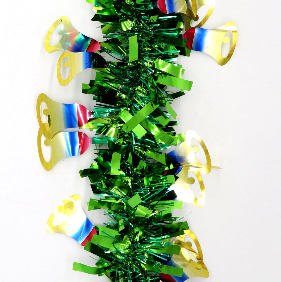 5x 2.5m Christmas Tinsel Xmas Garland Sparkly Snowflake Party Natural Home DÃ©cor, Bells (Green)