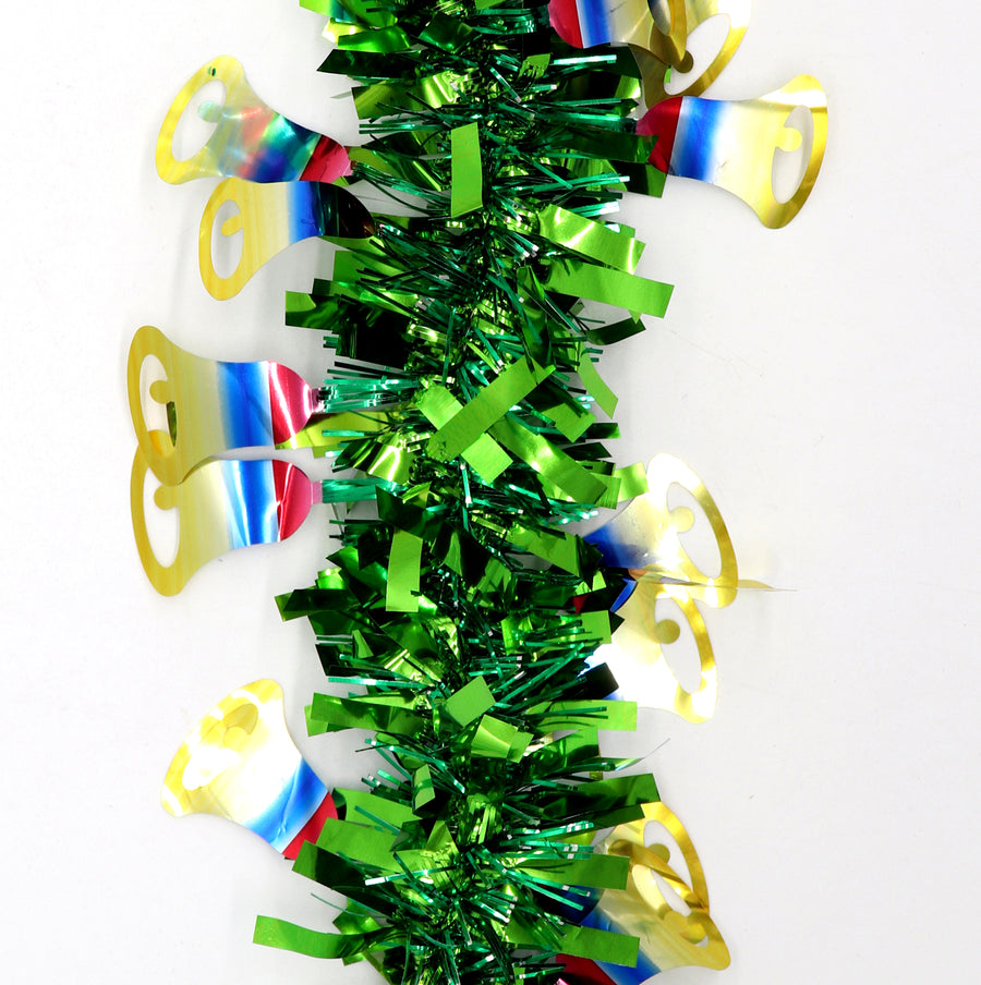 5x 2.5m Christmas Tinsel Xmas Garland Sparkly Snowflake Party Natural Home DÃ©cor, Bells (Green)