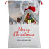 50x70cm Canvas Hessian Christmas Santa Sack Xmas Stocking Reindeer Kids Gift Bag, Santa On The Roof