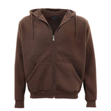 Adult Unisex Zip Plain Fleece Hoodie Hooded Jacket Mens Sweatshirt Jumper XS-8XL, Brown, 5XL