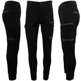 Men's Cargo Cotton Drill Work Pants UPF 50+ 13 Pockets Tradies Workwear Trousers, Black, 32