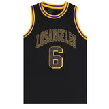 New Men's Basketball Jersey Sports T Shirt Tee Vest Tops Gym Chicago Los Angeles, Black - Los Angeles 6, 3XL