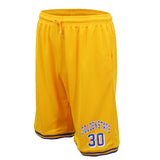 Men's Basketball Sports Shorts Gym Jogging Swim Board Boxing Sweat Casual Pants, Yellow - Golden State 30, XL