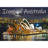 Icons of Australia - 2024 Rectangle Wall Calendar 16 Months Famous Landmarks