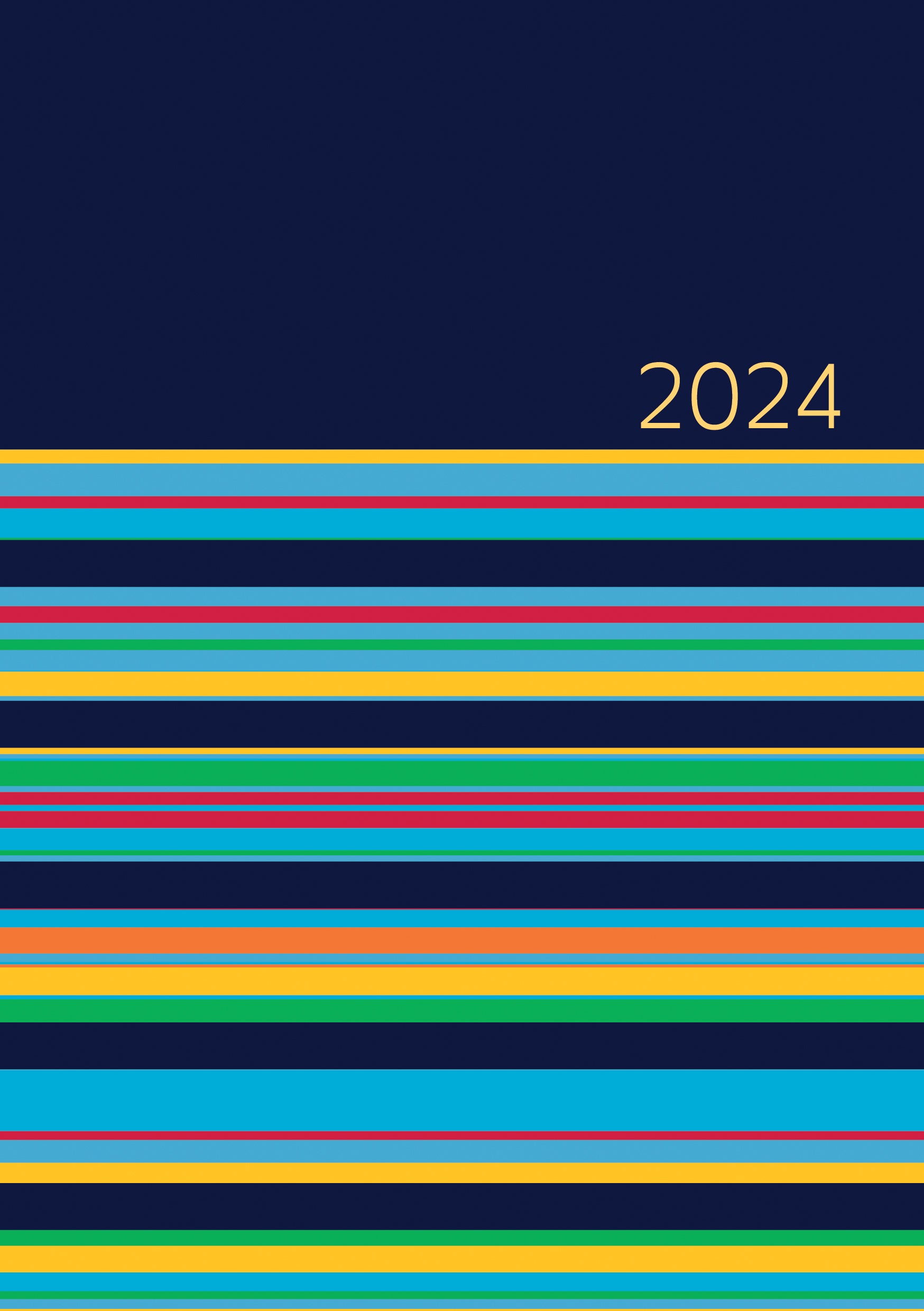 Stripes 2024 A5 Padded Cover Diary Premium Planner Book Christmas New Year Gift