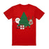 100% Cotton Christmas T-shirt Adult Unisex Tee Tops Funny Santa Party Custume, Santa with Tree (Red), XL
