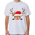 100% Cotton Christmas T-shirt Adult Unisex Tee Tops Funny Santa Party Custume, Reindeer Head (White), L
