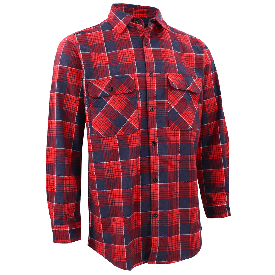 Men's 100% Cotton Flannelette Shirt Long Sleeve Plaid Check Flannel w Pockets, Crimson Tide Plaid, 3XL