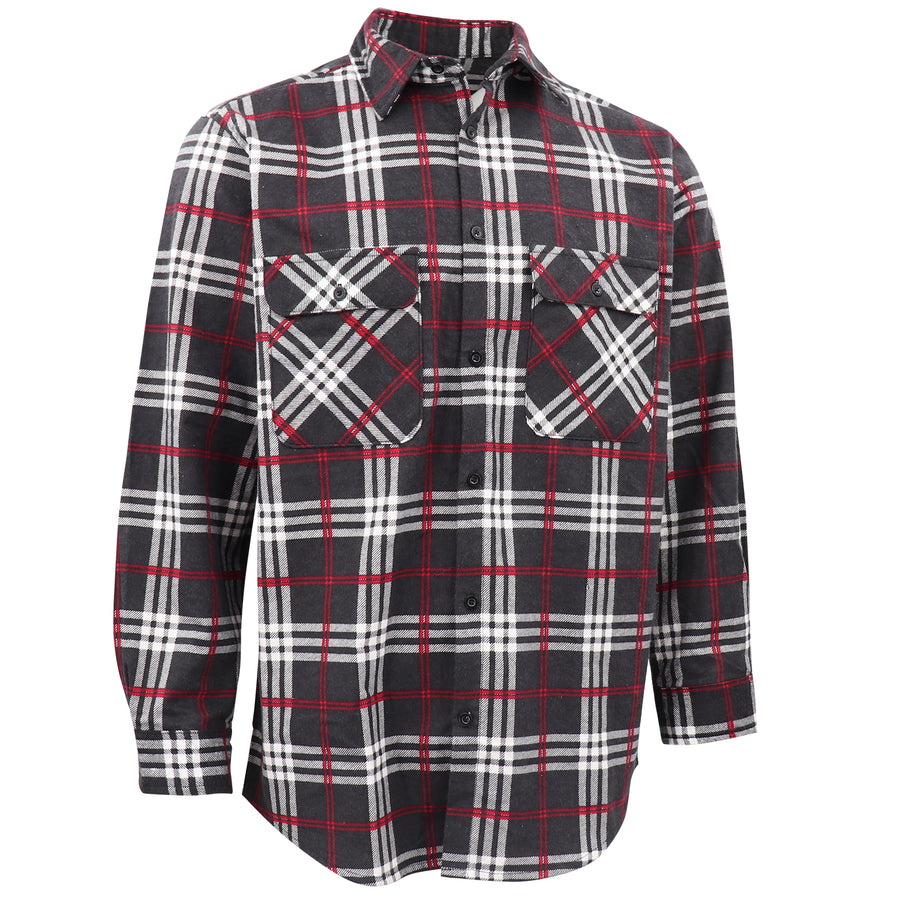 Men's 100% Cotton Flannelette Shirt Long Sleeve Plaid Check Flannel w Pockets, Shadow Glen Plaid, 3XL