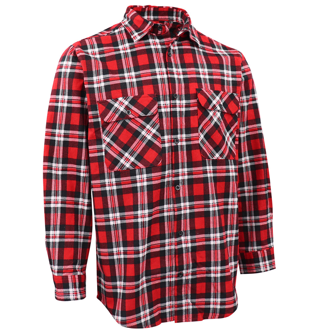 Men's 100% Cotton Flannelette Shirt Long Sleeve Plaid Check Flannel w Pockets, Crimson Knight Plaid, 3XL