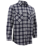 Men's 100% Cotton Flannelette Shirt Long Sleeve Plaid Check Flannel w Pockets, Midnight Navy Plaid, 3XL