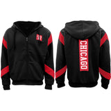 Mens Fleece Sherpa Fur Hooded Thick Winter Jacket Chicago 23 Michael Jordan Coat, Black, L