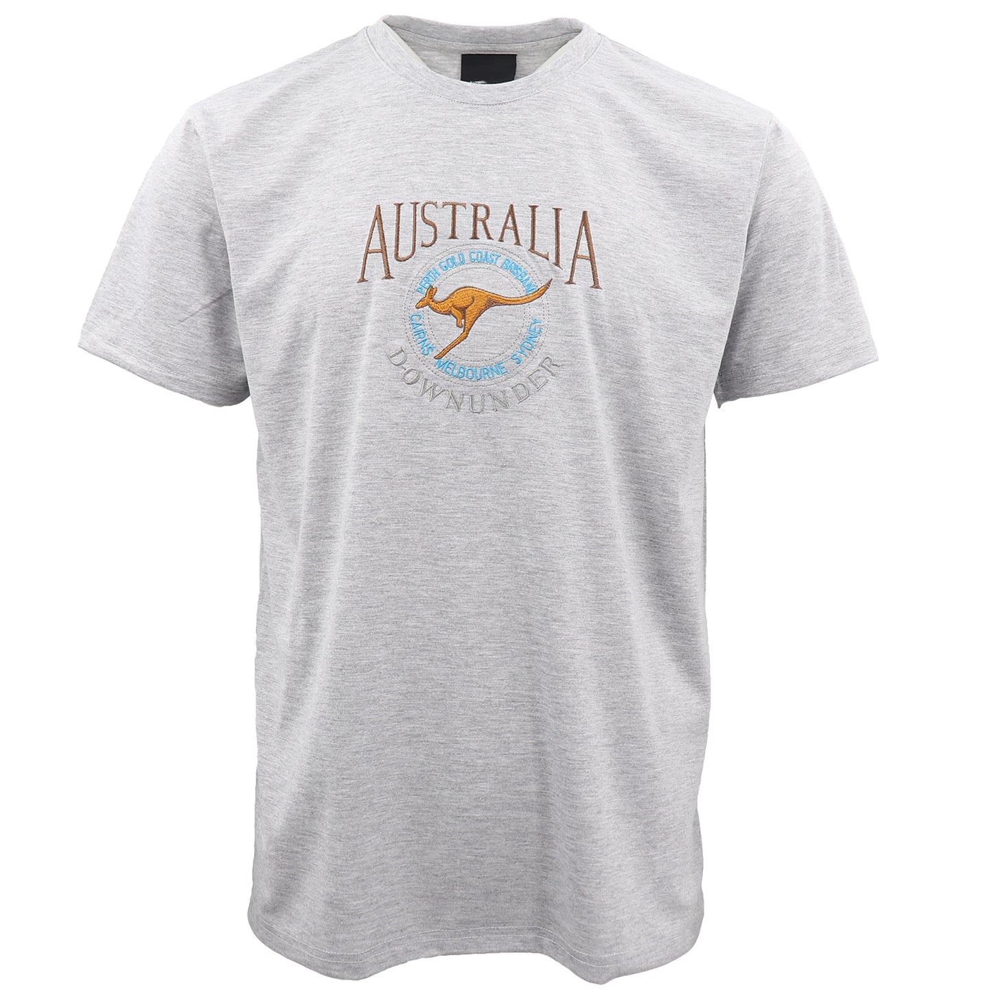 100% Cotton Unisex Embroidered Australian Kangaroo T Shirt Souvenir Top Tee Gift, Grey, XS