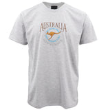 100% Cotton Unisex Embroidered Australian Kangaroo T Shirt Souvenir Top Tee Gift, Grey, S