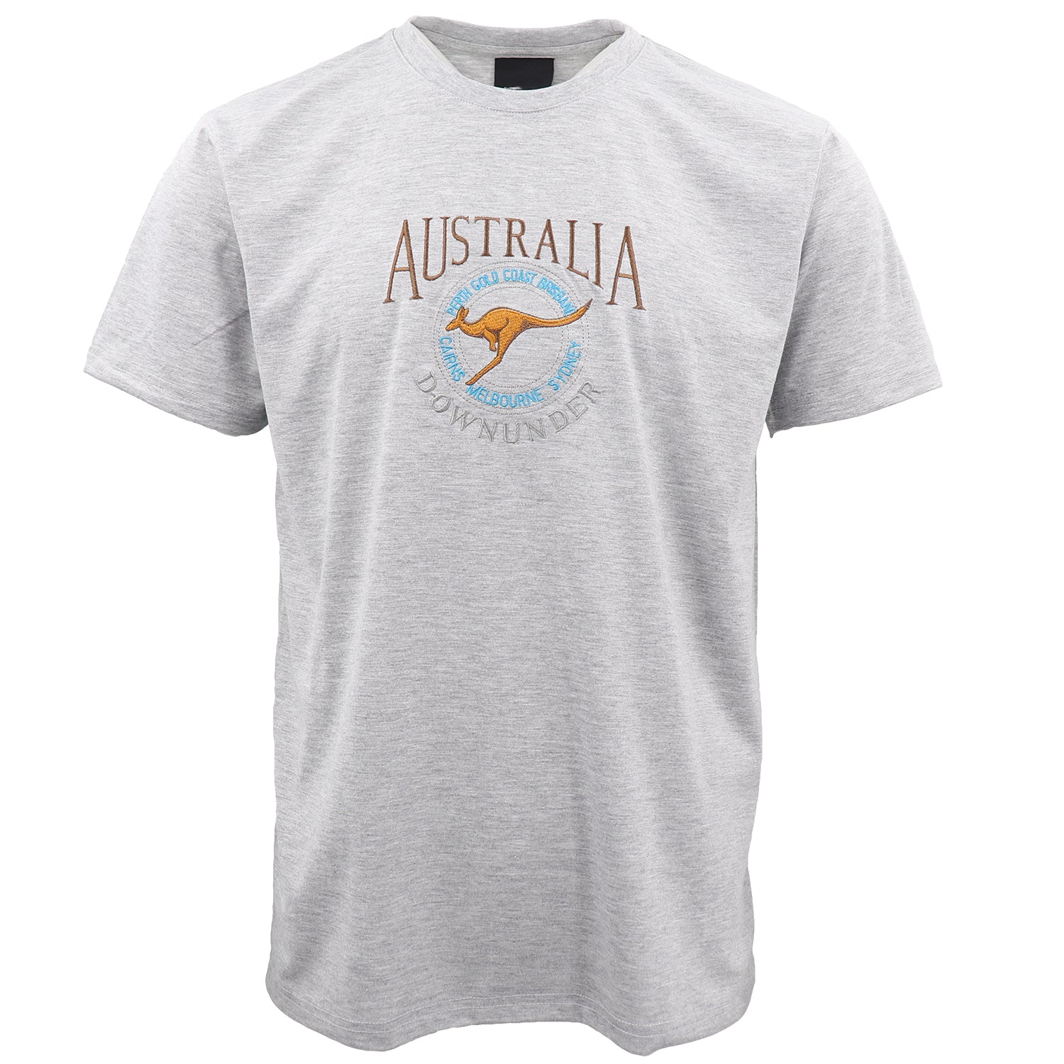 100% Cotton Unisex Embroidered Australian Kangaroo T Shirt Souvenir Top Tee Gift, Grey, S