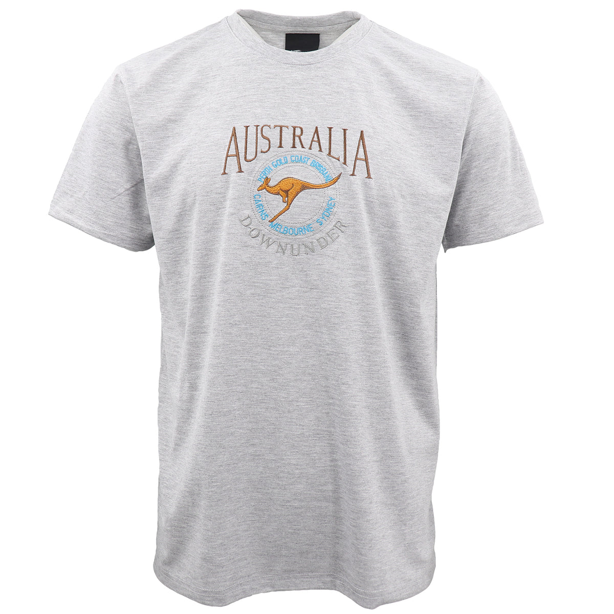100% Cotton Unisex Embroidered Australian Kangaroo T Shirt Souvenir Top Tee Gift, Grey, S