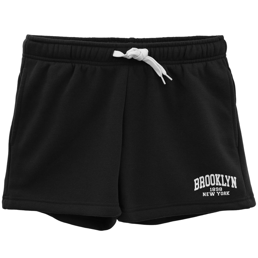 Women's Casual Fleece Shorts Sweat Athletic Track Pants w Elastic Wasit Pockets, Black, 2XL