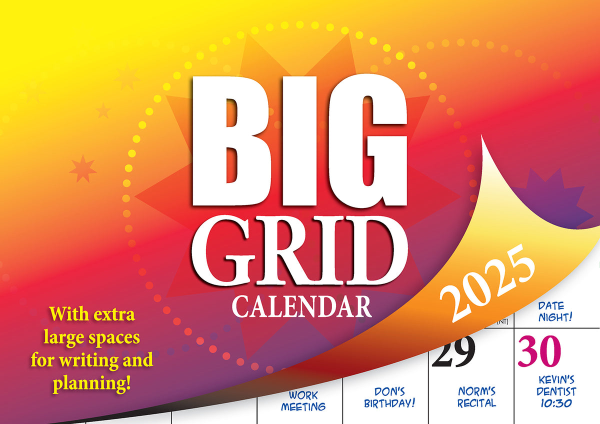 Big Grid - 2025 Rectangle Wall Calendar 13 Months Large Date Boxes Easy Planning