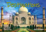 Destinations - 2025 Rectangle Wall Calendar 16 Months Planner Travel Photos Gift