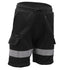 Hi Vis Fleece Work Cargo Shorts w Reflective Tape Workwear Tradie Utility Pants, Black, 2XL