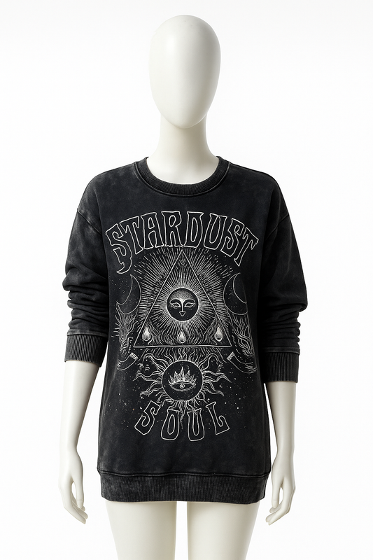 Mineral Wash Graphic Sweatshirt Black L