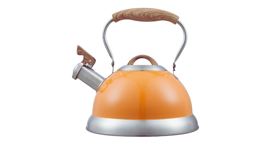 2.8L Whistling Kettle Stainless Steel Foldable Handle Orange