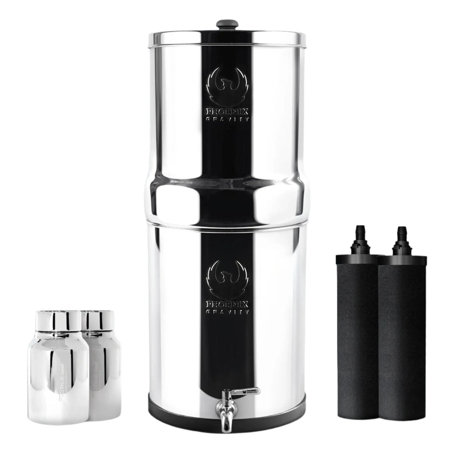 Phoenix 8L Stainless Steel Gravity Water Filter + POSTreat Fluoride cartridges