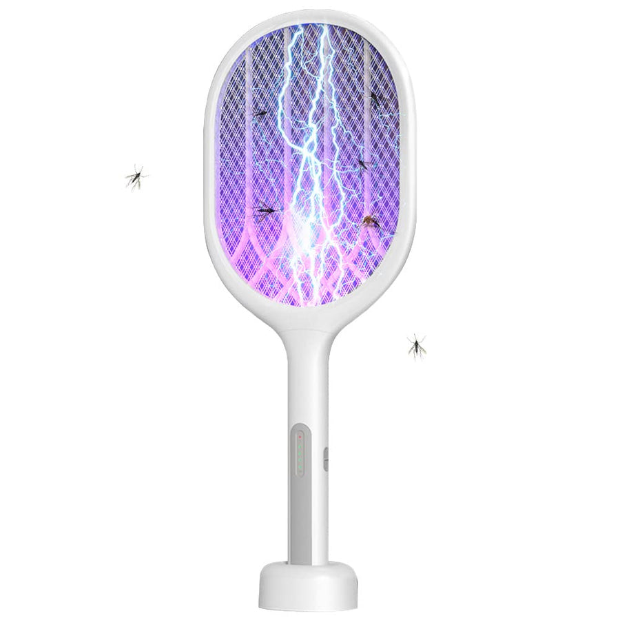 LIFEBEA Electric Fly Swatter Racket, Mosiller 2 in 1 Smart Bug Zapper with USB Rechargeable Base, 2000 mah,Powerful Mosq