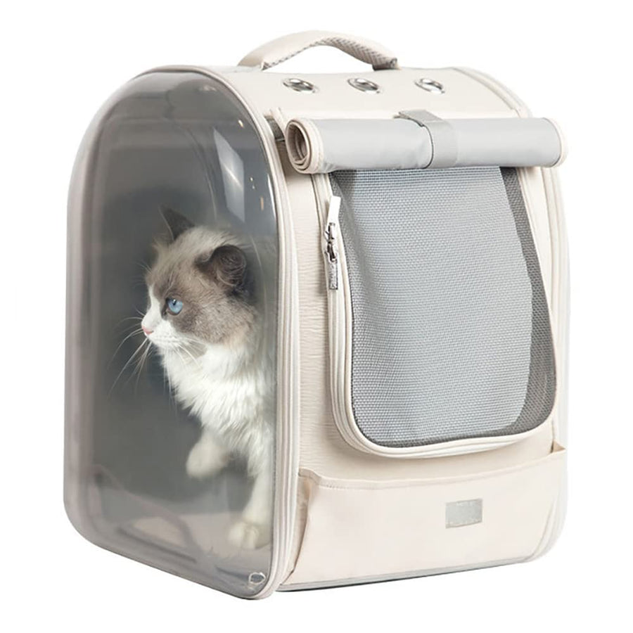 LIFEBEA Pet Dog Cat Carriers Backpack Soft Sided Pet Travel Carrier Bag Transparent pet Backpack for Cats, Puppy and Sma